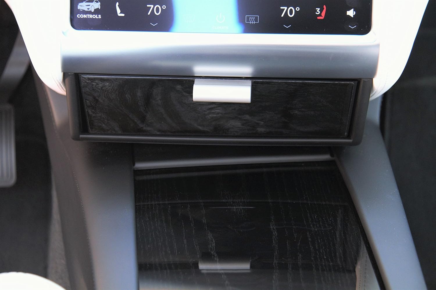 Cajón De Almacenamiento De Imitación De Carbono O Metal Cepillado Tesla Model S Y X