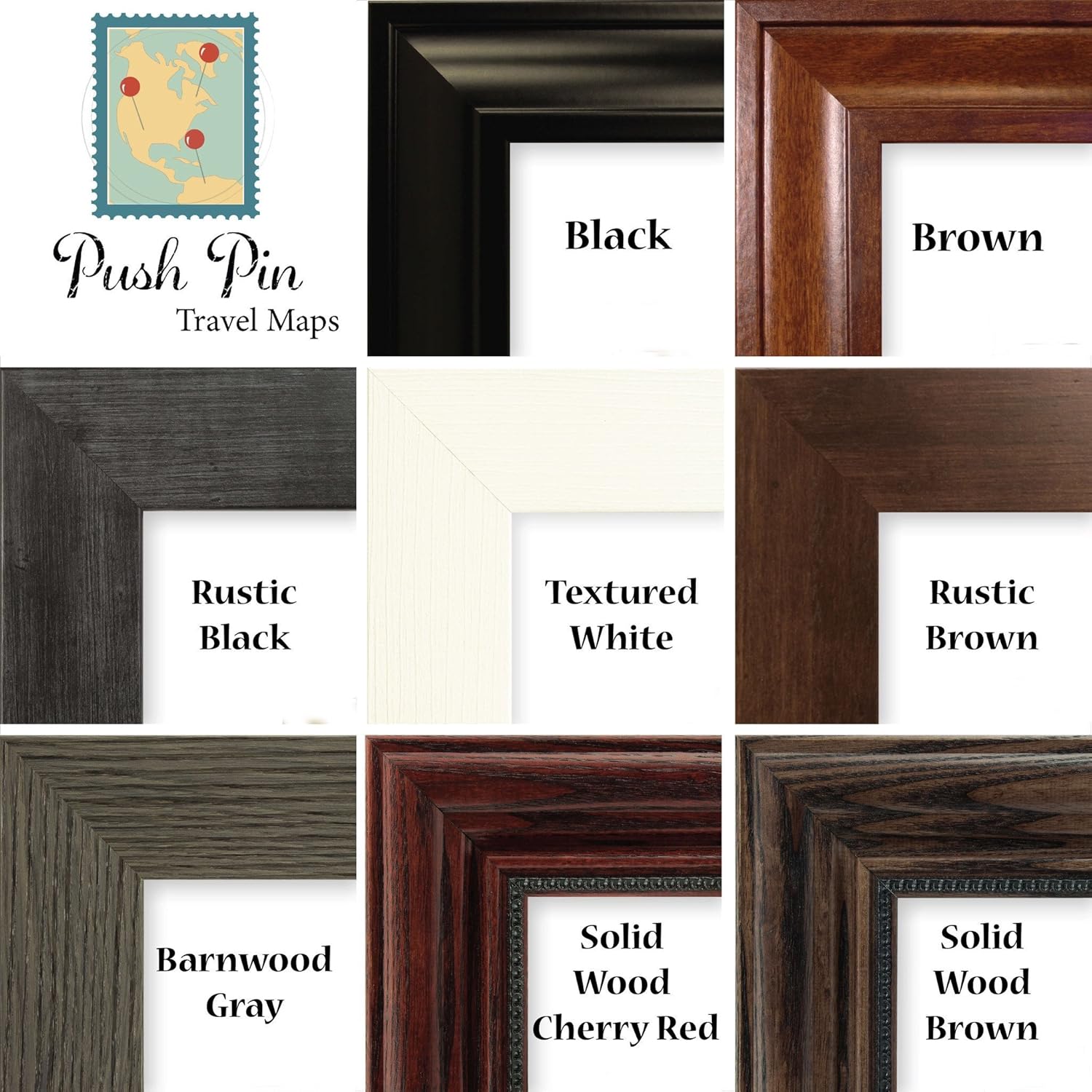 Push Pin Travel Maps Customizable Posters & Prints - Rustic Black - Personalized Framed Pin Map, Arrives Ready to Hang with 150 Pins - Handcrafted in USA - 27.5" x 39.5"