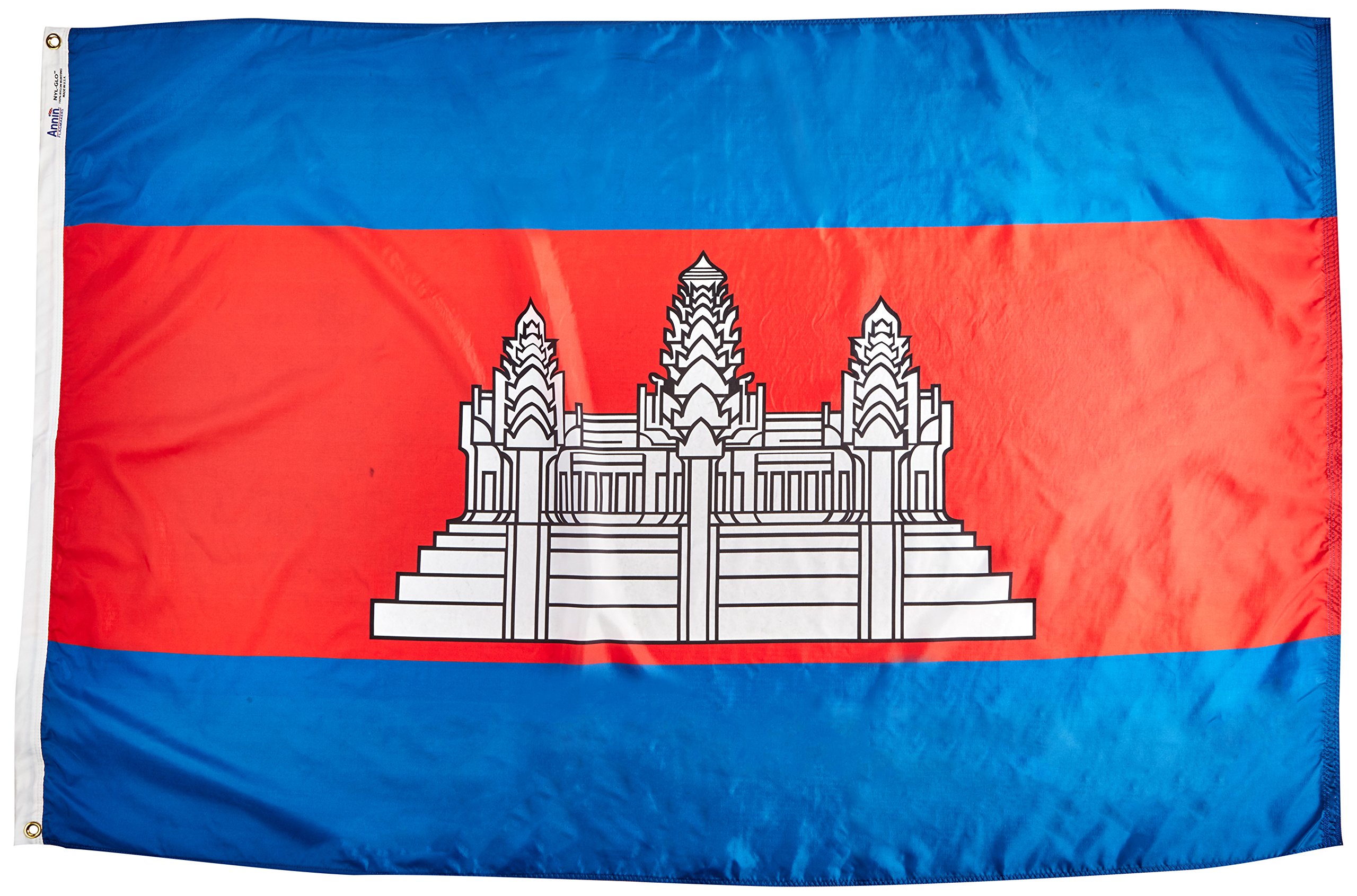 Amazon.com: Annin Flagmakers 柬埔寨國旗美國官方聯合國設計規格,4 x 6 英尺(型號191198) : 露臺、草皮與花園