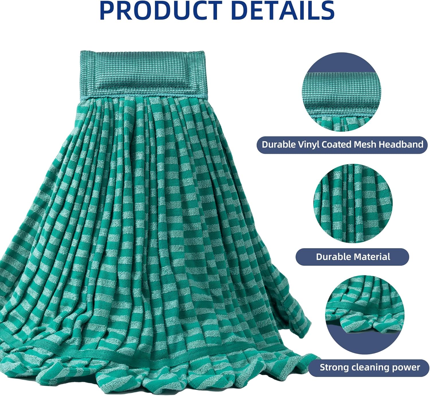 Large Microfiber Tube Mop Heads,Heavy Duty Mop Head,Highly Absorbent,Commercial Mop Head Replacement,Wet Mop Heads Replacement,for Hardwood, Tile, Laminate Floors (Green 6)