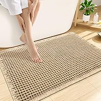 Smiry Waffle Bath Mat 30x20 Brown - Extra Soft Absorbent Non-Slip Quick Dry Machine Washable Bathroom Rug