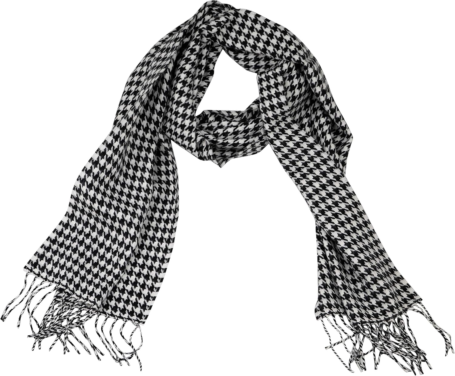 CITY SCARF - 100% Cashmere - Made in Scotland - Soft Wool Solid Colorful Plaid Tartan Scottish Check Men Women Unisex (White Black Houndstooth Plaid Sm) at  Men’s Clothing store