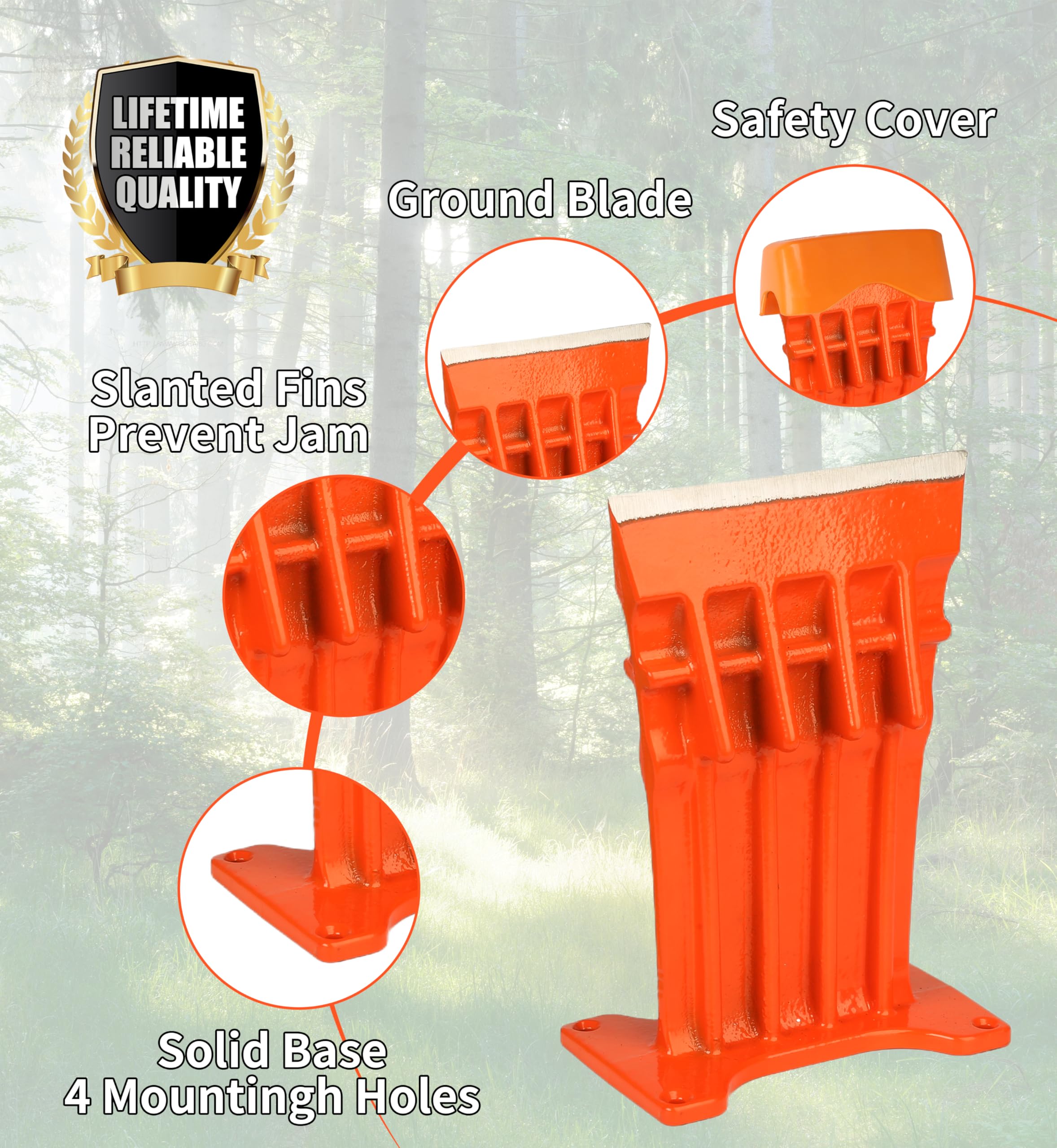 SPEED FORCE Kaminholz Anzündholz Holzspalter - Keine Axt! Keilspitze Spalten Brennholz 15.2 cm orange mit Sicherheitsabdeckung