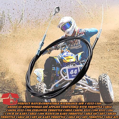 Miniatura 5 de Go Kart - Cable del acelerador Go Cart para Manco 8252-1390 ASW Go Kart Parts - Cable interior de 71 pulgadas de largo