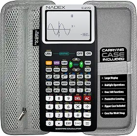 Calculadora científica com gráficos, inclui estojo de transporte, para estudantes universitários e secundários, cálculo, álgebra, geometria, trigonometria, estatística, física, química, preta
