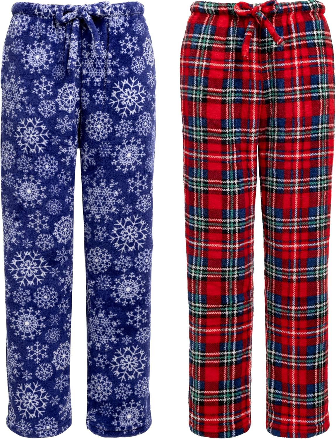 Alexander Del Rossa Women's 2-Pack Warm Plush Fleece Pajama Pants, Comfy Lounge PJ Bottoms for