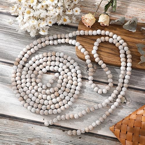 Miniatura 3 de Guirnalda de cuentas de madera de Navidad, guirnalda de cuentas de madera, decoraciones para árbol de Navidad para recuerdos de Navidad, 12 pies
