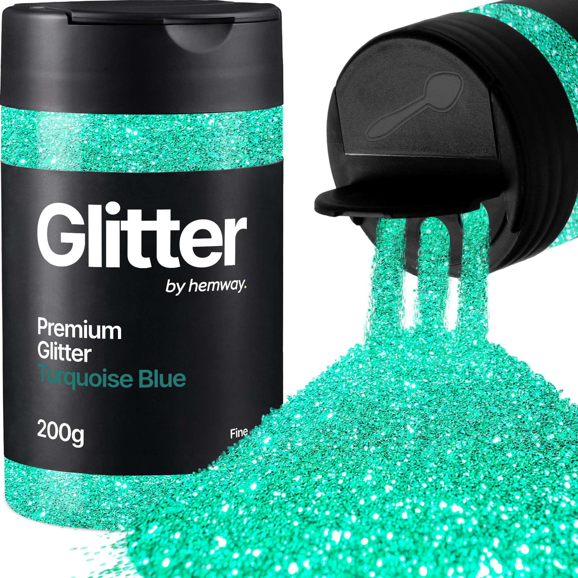 Hemway Turquoise Blue Glitter Shaker, 200g Fine Glitter for Crafts Metallic Flake Sequins for Resin & Epoxy Crafts for Decorating, Halloween, Christmas, Nail, Face, Art