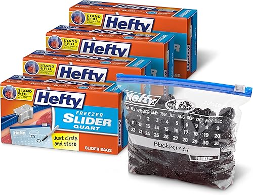 Hefty Slider - Bolsas de calendario para congelador, tamaño de un cuarto de galón, 140 unidades