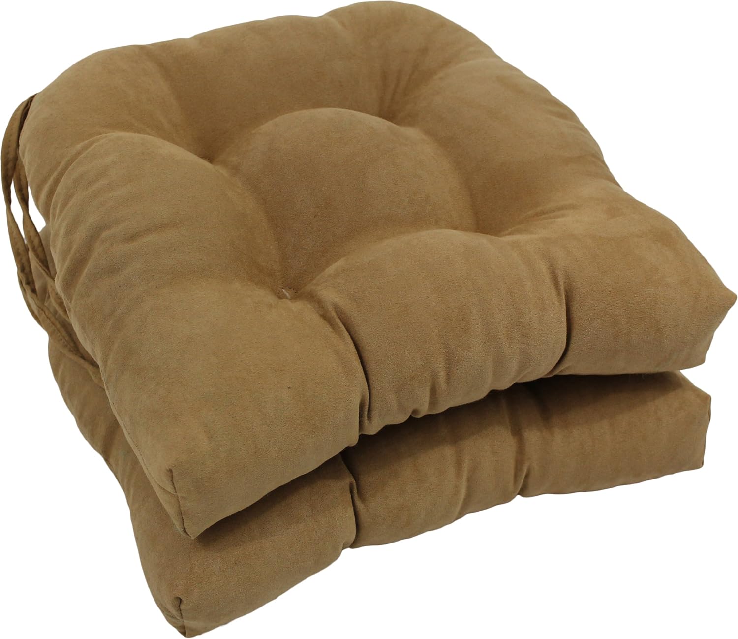Blazing Needles 16-inch Microsuede Rounded Back Chair Cushion, 16 x 16, Camel 2 Count