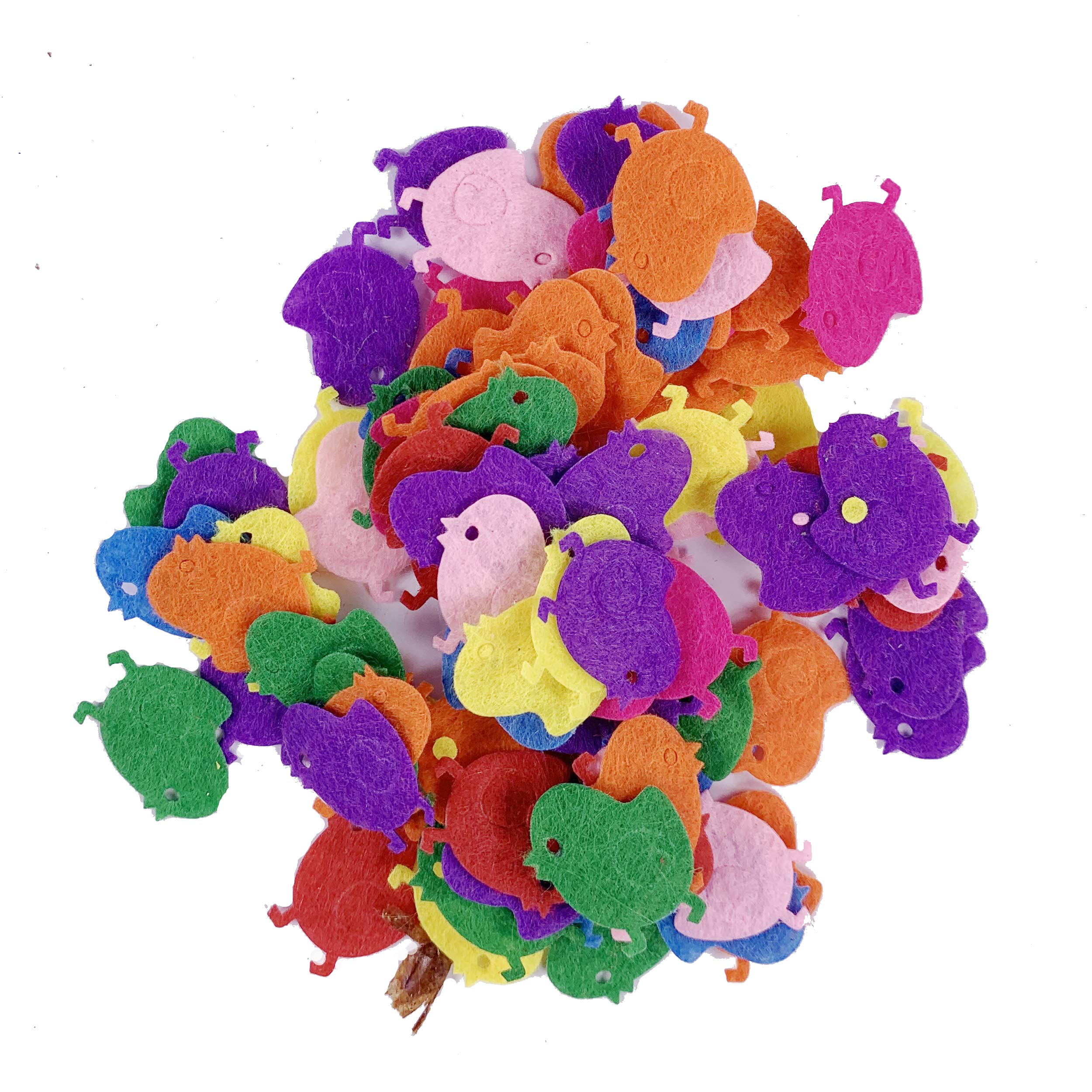 Bcreativetolearn Multicolor Easter Chicks Felt Embellishments Cut-Outs - Pack Of 50 Multicoloured - Great For Easter Crafts, Cardmaking, Easter Bonnets, Easter Decoration