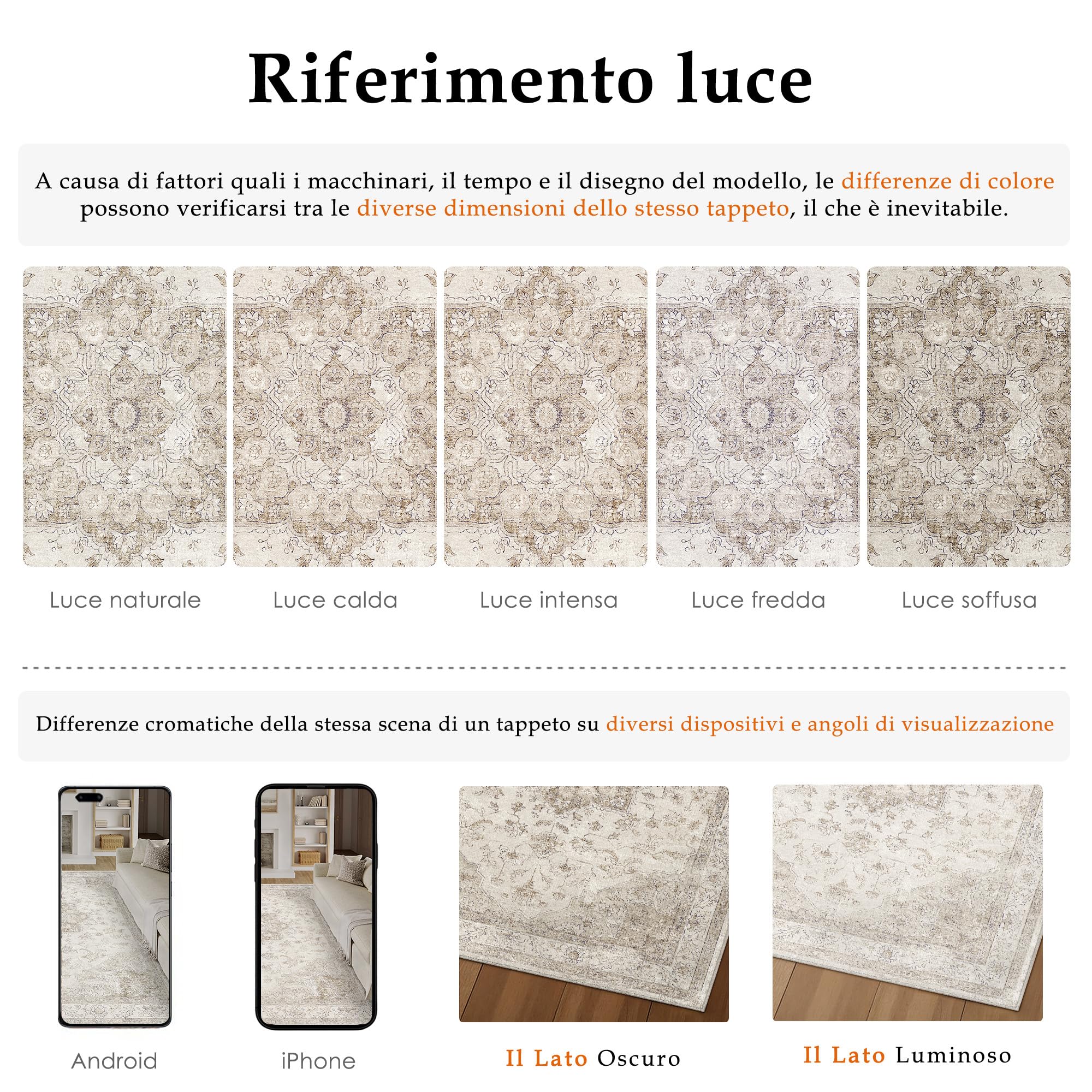 PureCozy Vintage Tappeto Salotto 200x300cm Beige Camera da Letto Antiscivolo Lavabile Tappeti Sala Soggiorno Cameretta Ufficio Grande Carpet Pelo Corto Morbido Rug