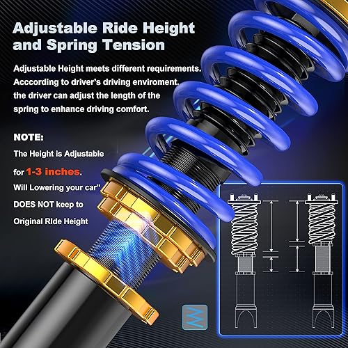 Miniatura 6 de MOSTPLUS Puntales helicoidales compatibles con MK2 MK3 1995-2002 Volkswagen Cabrio 90-95 Corrado 85-99 Golf Jetta (solo cuerpo 1999 Jetta MK3)