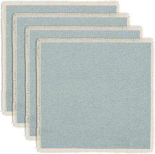 Miniatura 23 de Hausattire - Juego de 6 manteles individuales de algodón deshilachados para mesa de comedor 13x19 pulgadas | Mantel individual de estilo rústico