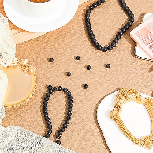 Miniatura 3 de 86 cuentas negras de ónix mate de 0.315 in y 0.394 in para hacer joyas, cuentas de ónix mate, cuentas de energía, cuentas de piedra pulida, cuentas