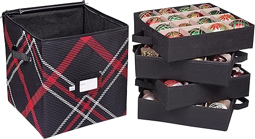 Miniatura 7 de ProPik Caja de almacenamiento de adornos de Navidad 4 niveles con capacidad para hasta 64 esferas de decoración de vacaciones contenedor de