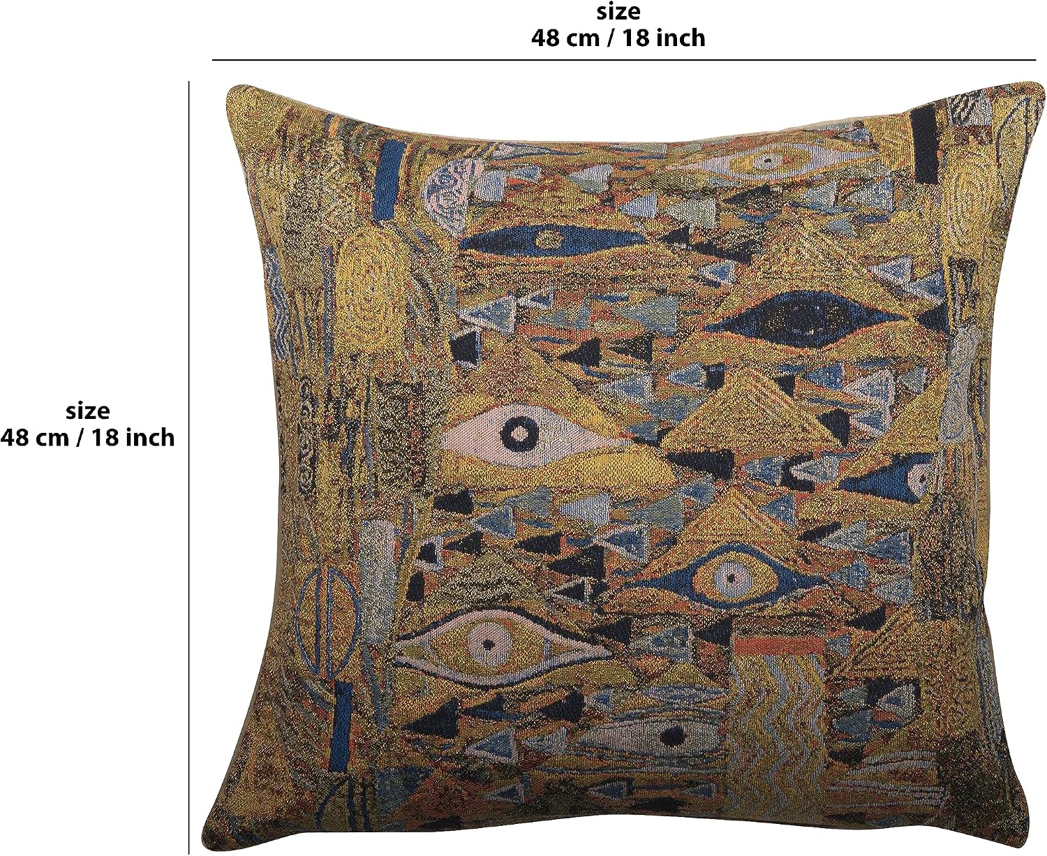 C Charlotte Home Furnishings Inc Lady Patchwork II European Cushion Cover | Decorative Cushion Case with Cotton Wool & Viscose | 18x18 Inch Cushion Cover for Living Room | Inspired by Gustav Klimt