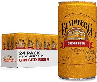 Bundaberg Ginger Beer 24 Pack Mini Cans 6.8oz - Craft Brewed Australian Ginger, Gluten-Free, Vegan Friendly