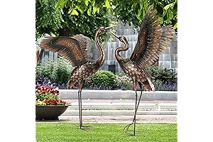 chisheen Garden Statue, Metal Heron Crane Yard Art Sculpture