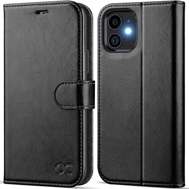 OCASE iPhone 12 Case, iPhone 12 Pro Case PU Leather iPhone 12/12 Pro 5G Wallet Flip Phone Cover with[TPU Inner Shell][RFID Blocking][Card Holder] Compatible For the 6.1 Inch iPhone 12/12 Pro-Black