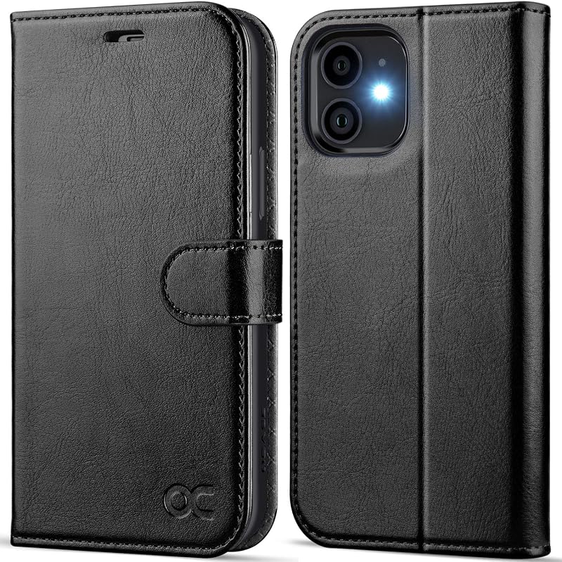 OCASE para iPhone 12/iPhone 12 Pro Funda tipo cartera, tarjetero, negro | Bloqueo RFID, Pata de Cabra, Cierre Magnético, Flip Folio de Cuero PU, Carcasa de TPU a Prueba de Golpes, Cubierta Protectora para Teléfono (6.1") 2020