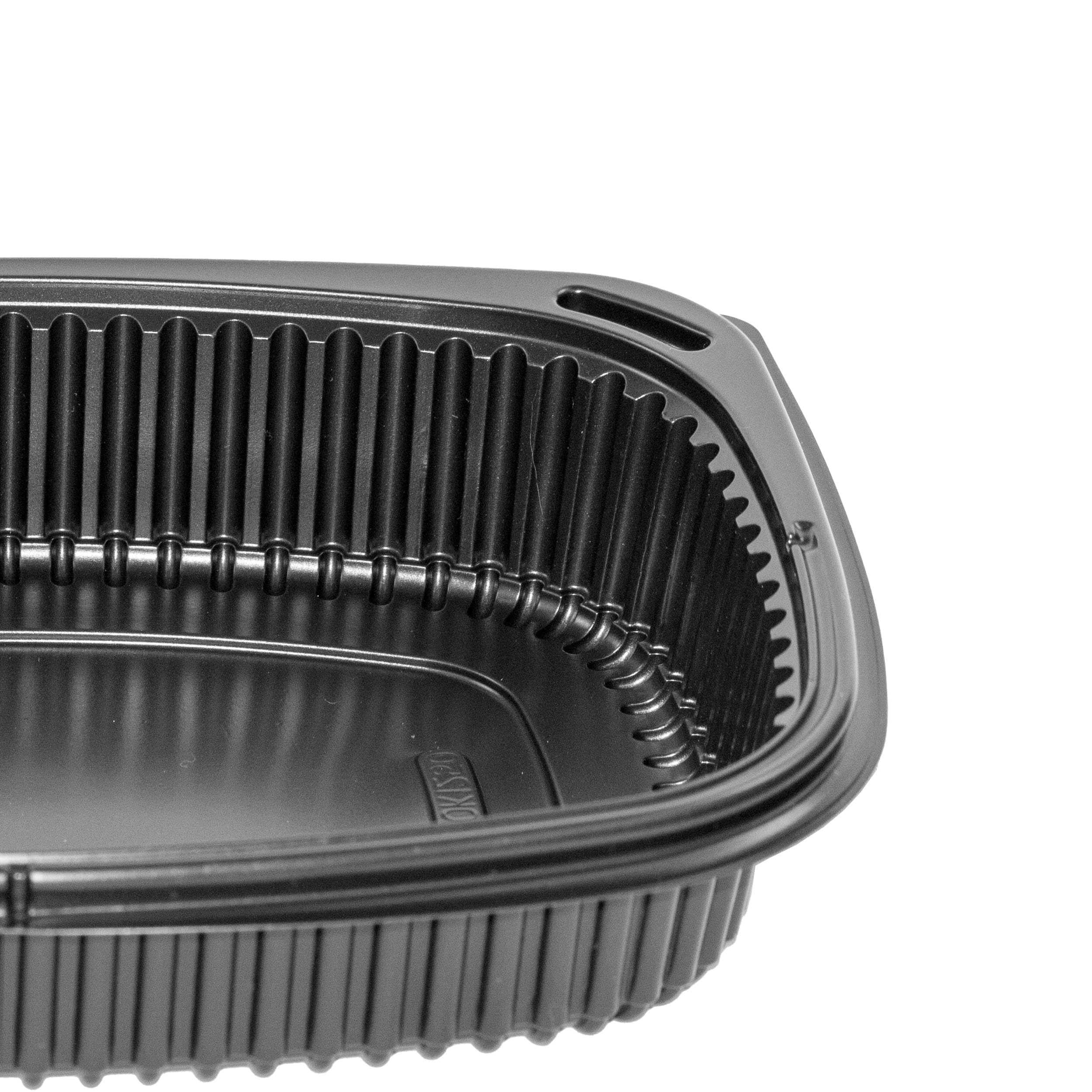 160 Stück Mikrowellen Menüschale Ungeteilt 1250 cc PP Schwarz mit Transparentem Deckel Meal Prep Container Mikrowellengeeignet Menübox Essenbox (Ungeteilt 1250 cc 255x190x45 mm PP, 160 Stück)
