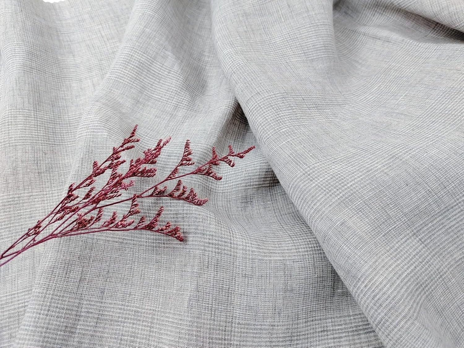 Grey Elegance: Lightweight 100% Linen Glen Plaid 6536 6508 Gray
