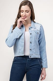 FUNDAY FASHION Womens Denim Standard Length Full Sleeve Solid Jacket