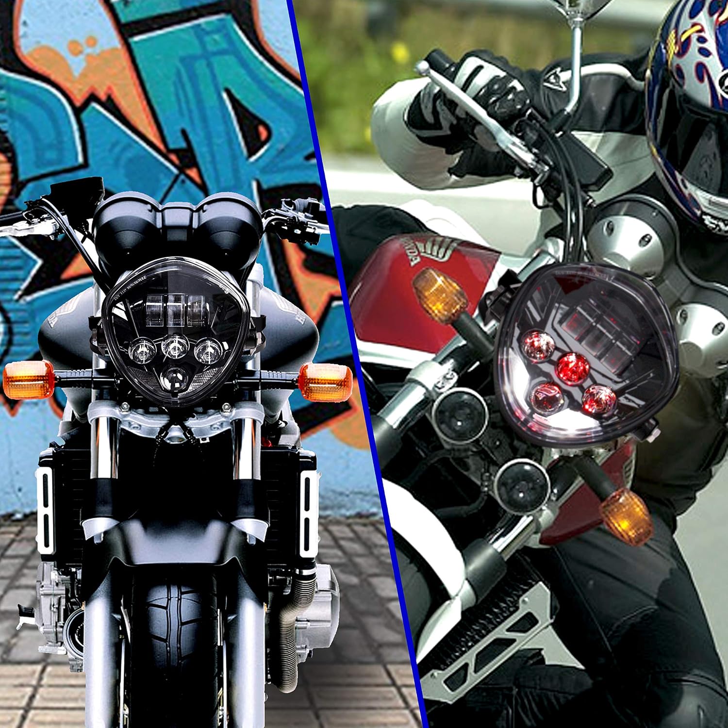Best Deal SEUYA Motorcycle Headlight 7 inch led Hi / Low Beam Red & White DRL with Bracket Clamp Compatible with Universal Motorcycle Harley Honda Kawasaki Suzuki Yamaha Cafe Racer Amazon Crazy 🔥 Deals SEUYA Motorcycle Headlight 7 inch led Hi / Low Beam Red & White DRL with Bracket Clamp Compatible with Universal Motorcycle Harley Honda Kawasaki Suzuki Yamaha Cafe Racer