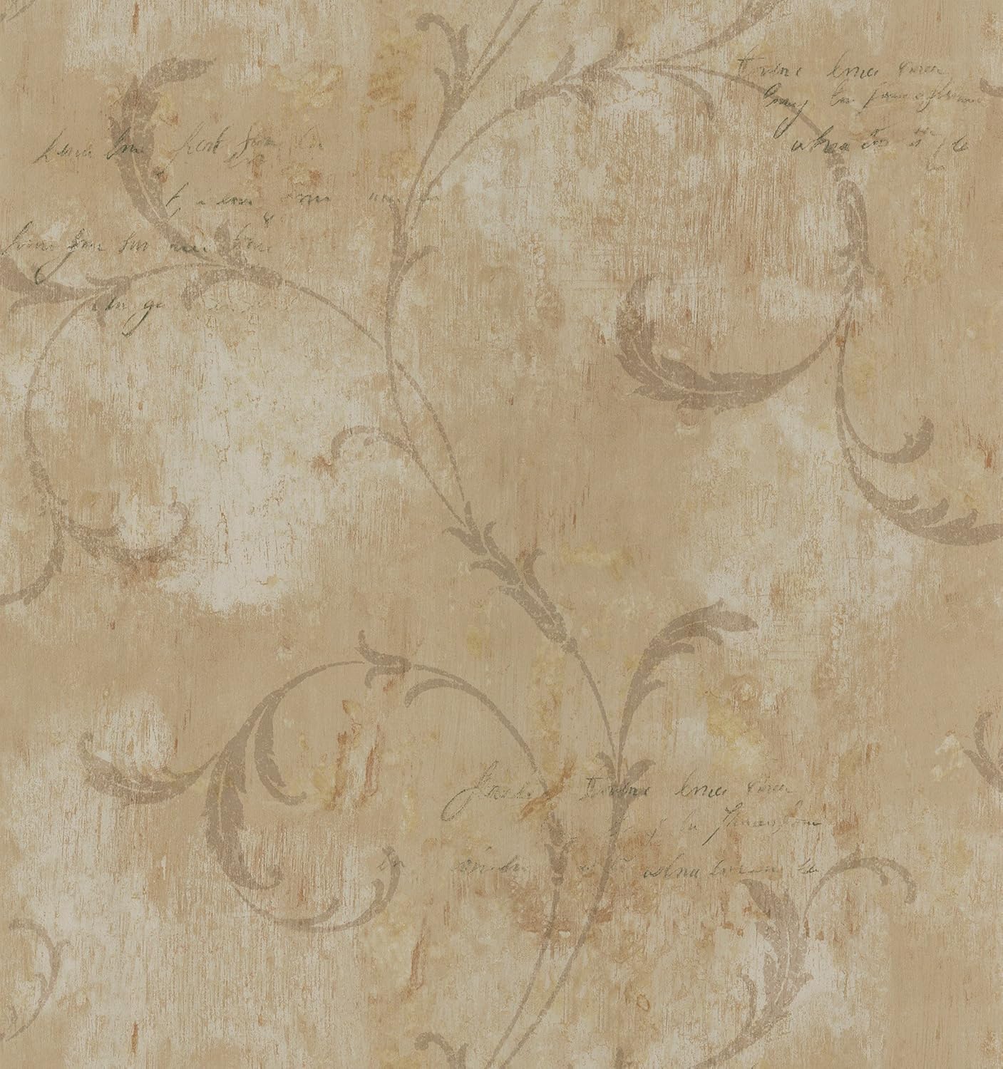 Brewster Home Fashions 174-58905 Beacon House Via Allure Scrolls and Script Wallpaper, 20.5-Inch by 396-Inch, Beige