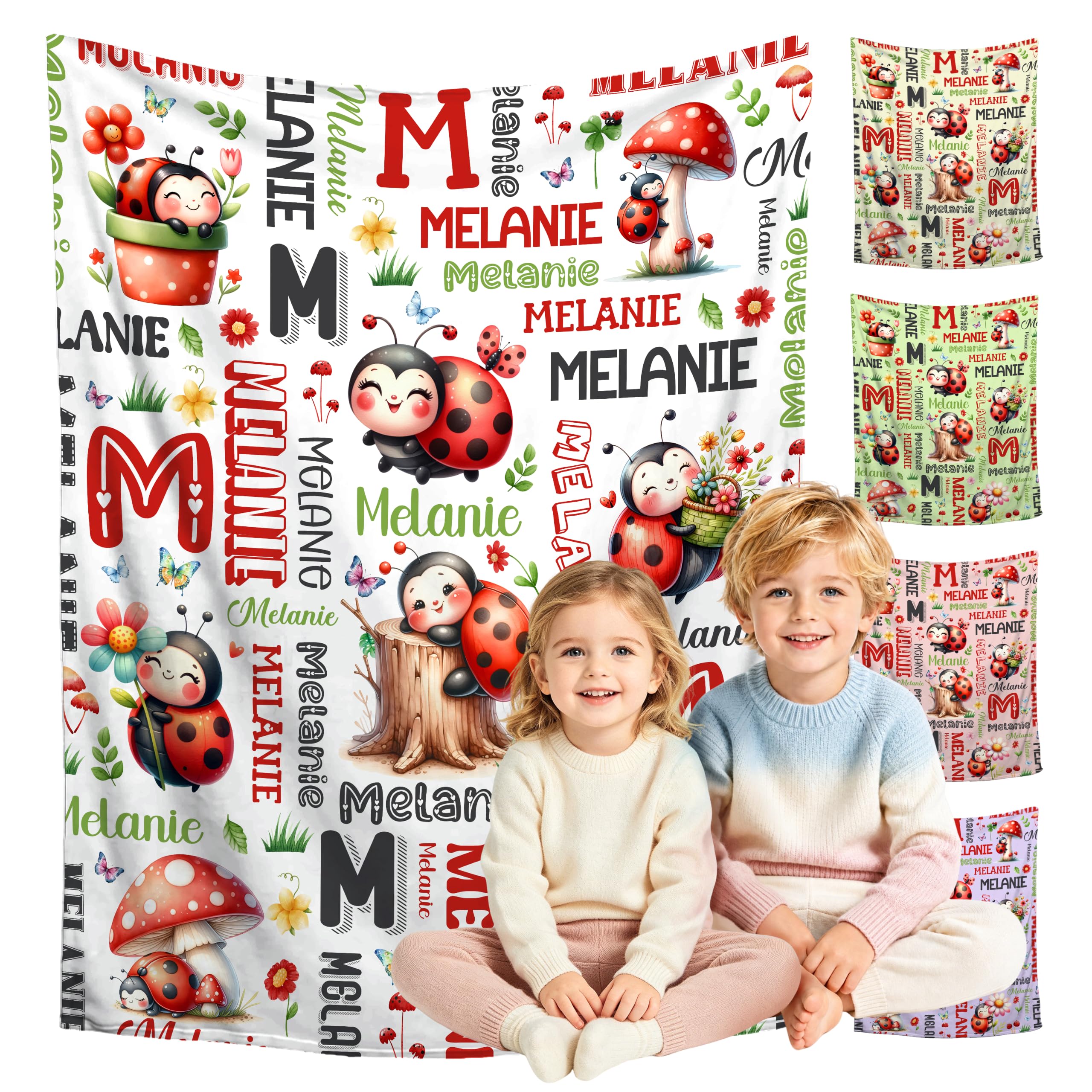 Custom Ladybug Blanket for Boys Girls,Ultra Soft Personalized Gifts Baby Blanket,Customized Throw for Toddlers Newborn Stroller Crib,40"x50"