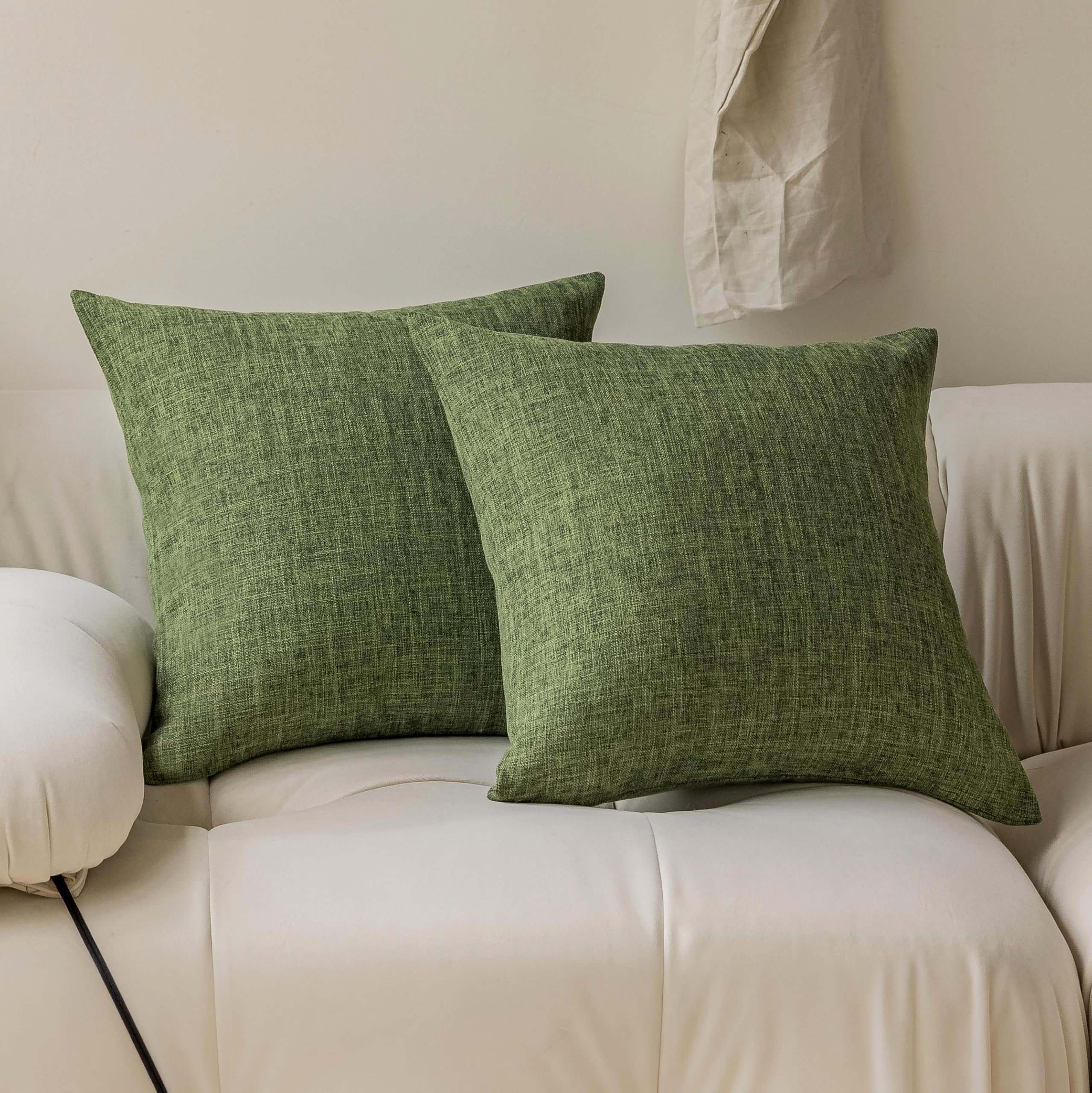 Demetex Summer Green Cushion Covers 45cm x 45cm Moden Linen Textured Cushions Soft Square Cushion Cases for Living Room Dining Room Chair, 45x45 cm, Set of 2, Green — image 1