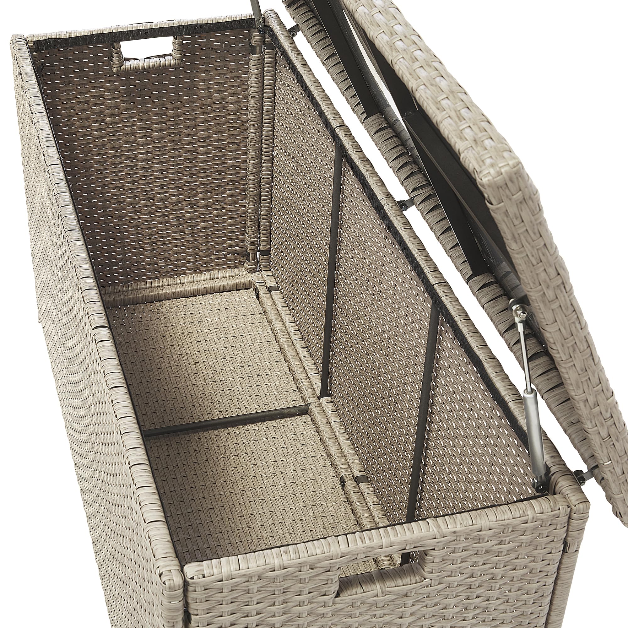 Beliani Coffre de Rangement Extérieur 126 x 46 cm en Rotin Beige Taupe Idéal pour Stockage d'Accessoires de Jardin et Coussins Durable et Décoratif