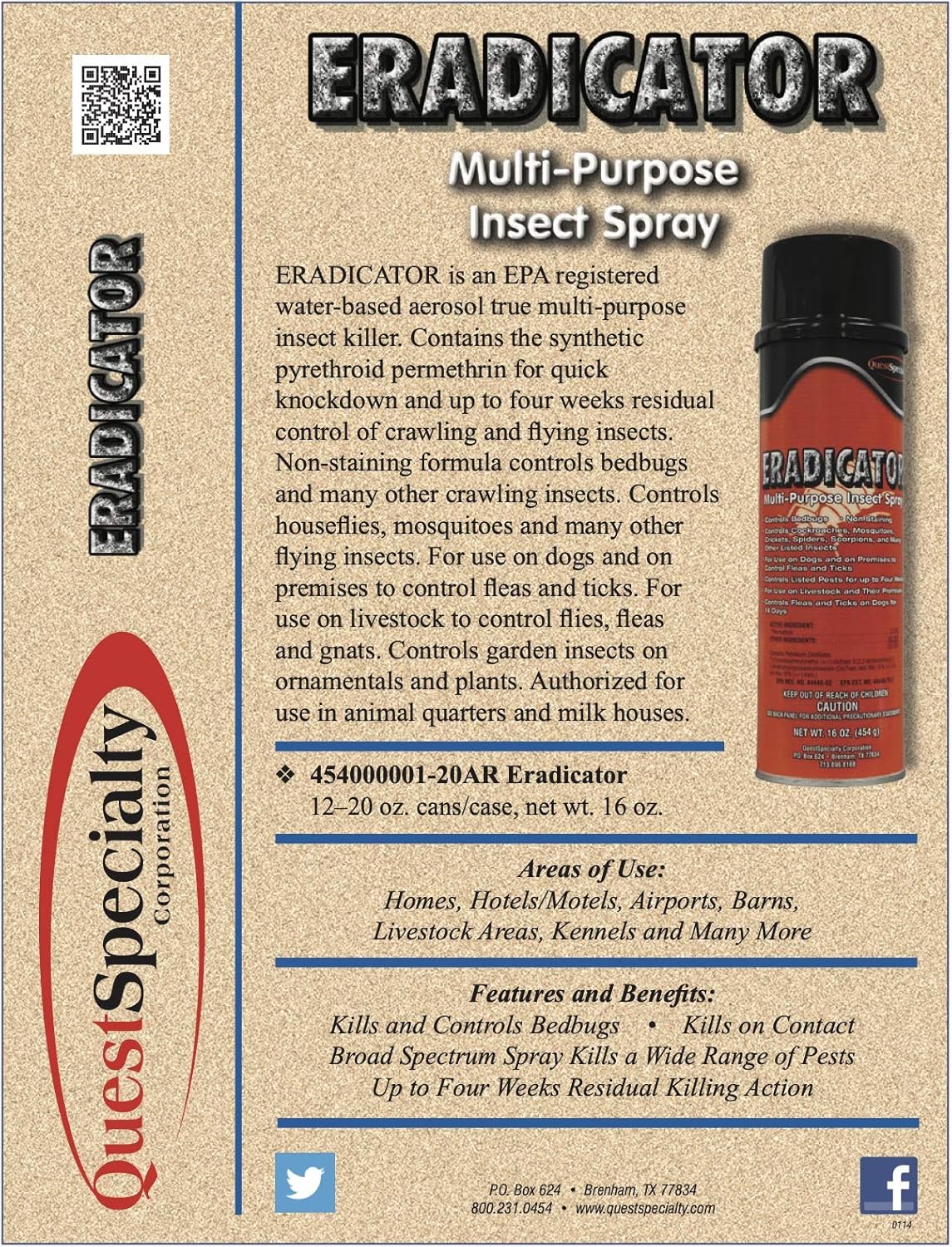 ERADICATOR Multi-Purpose Insect Spray, 20 oz. can, 1 count
