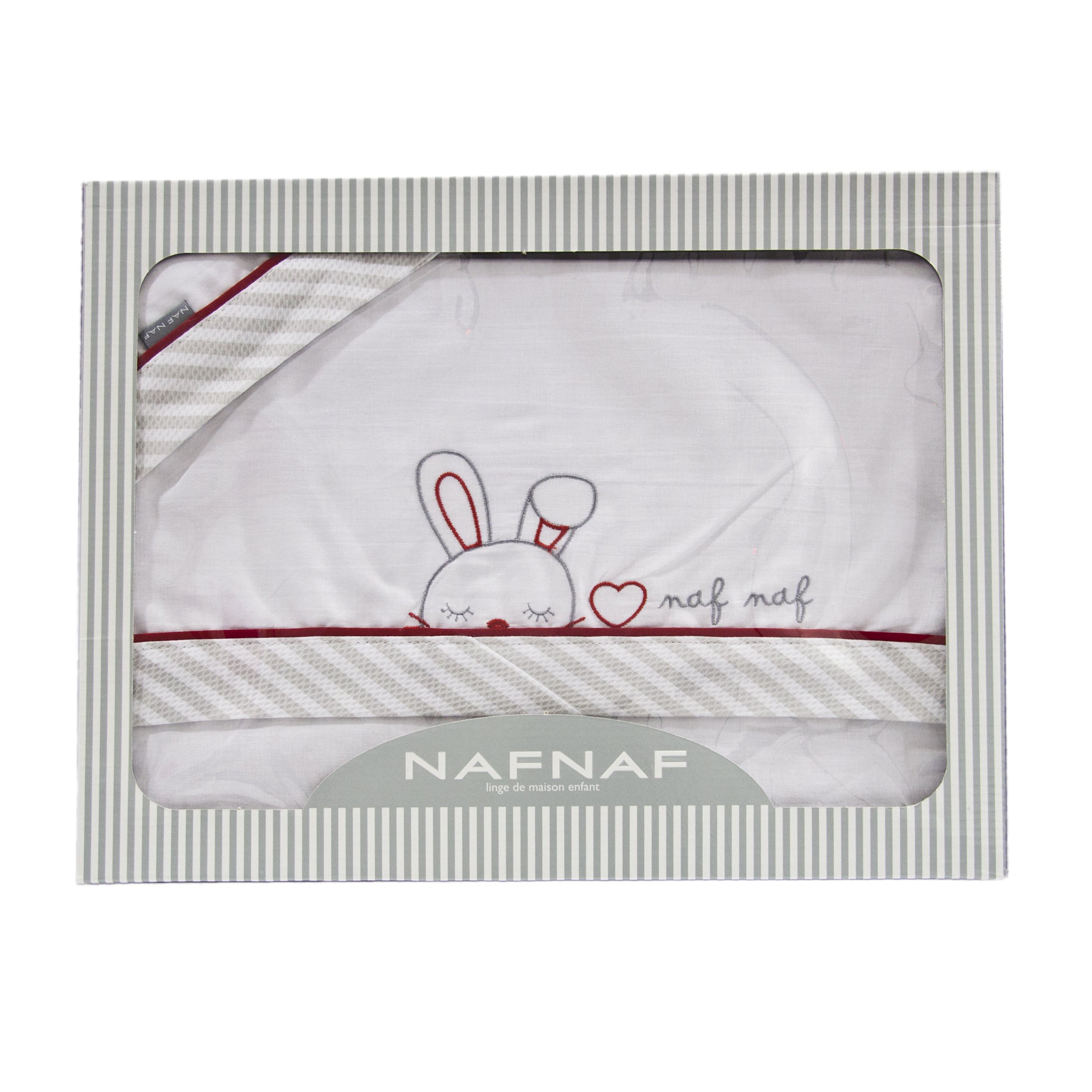 Naf Naf Set de Sábanas 100% Algodón Embroidery Rabbit Rojo