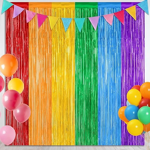 Miniatura 69 de Paquete de 2 telones de fondo de oropel rojo, cortinas de flecos de 3.28 pies x 7.05 pies, decoraciones de fiesta para aniversarios de boda