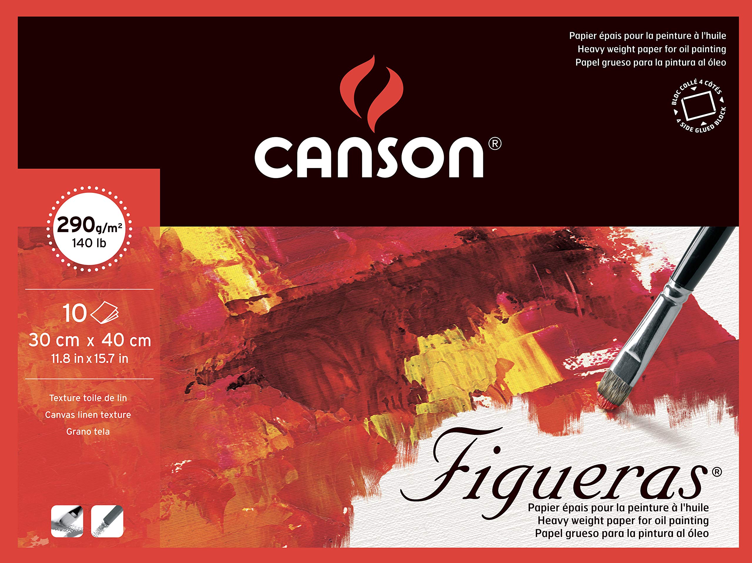 CansonFigueras Oil & Acrylic 290gsm paper block including 10 sheets, size:30x40cm, canvas-like texture