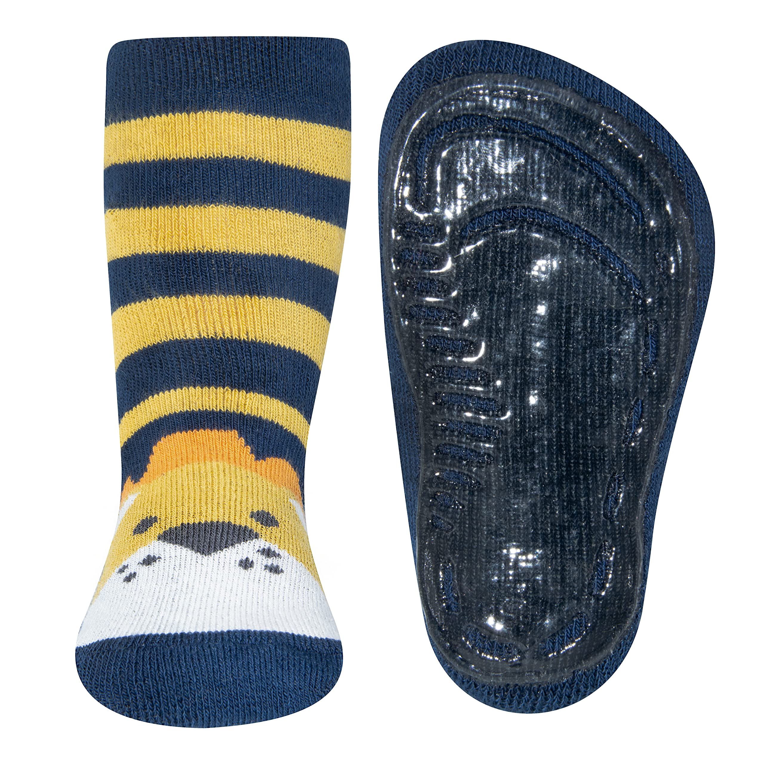 EWERS pack de 3 chaussettes de sécurité lion, chaussettes avec semelle antidérapante, chaussettes antidérapantes MADE IN GERMANY, 3 paires de chaussettes antidérapantes pour enfants