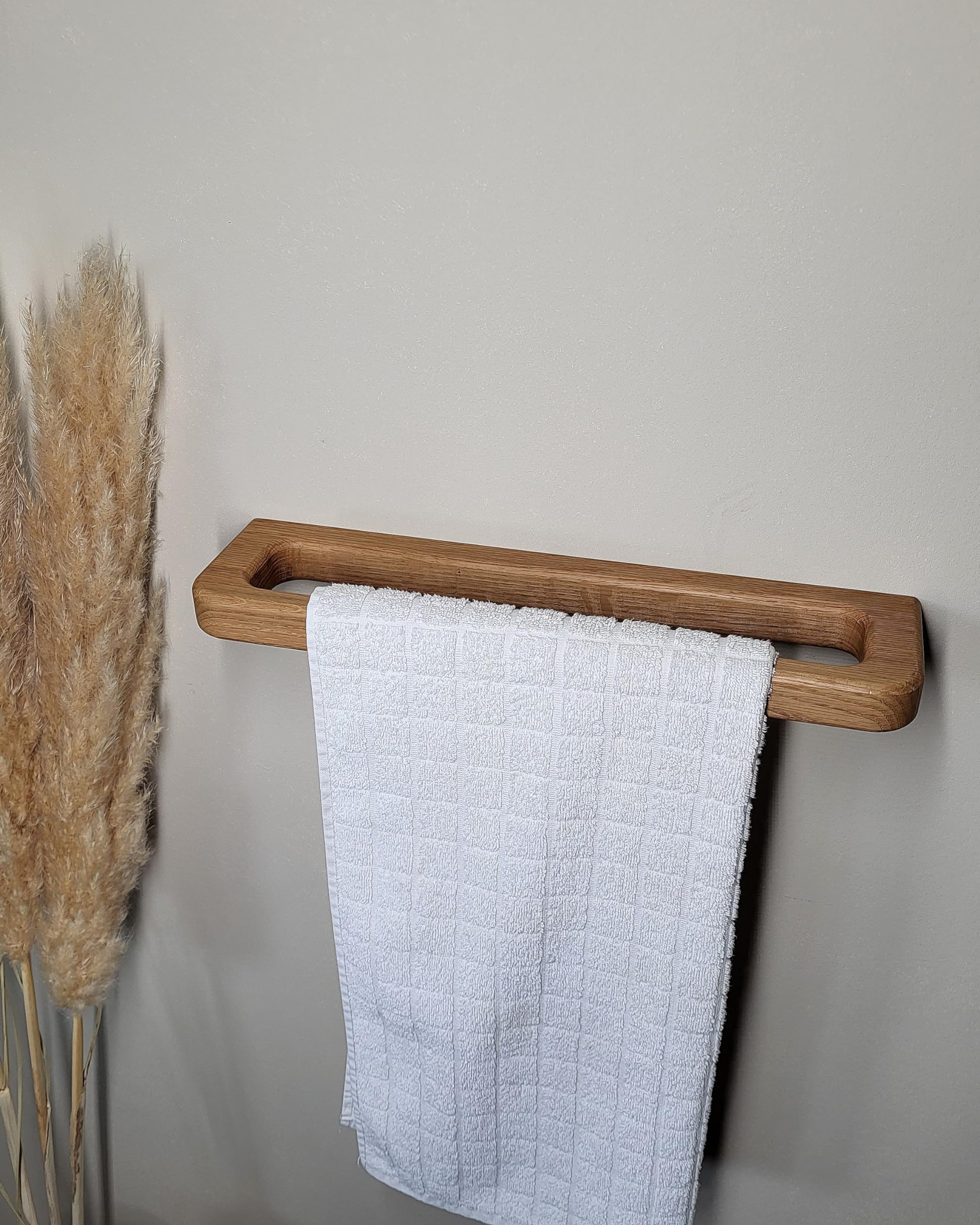 Toallero de roble macizo, diseño, montaje fácil y estable (no se pega) Fabricado en Alemania, vertical, horizontal, Scandi, minimalista, sostenible, elegante, baño, baño, aseo de invitados,