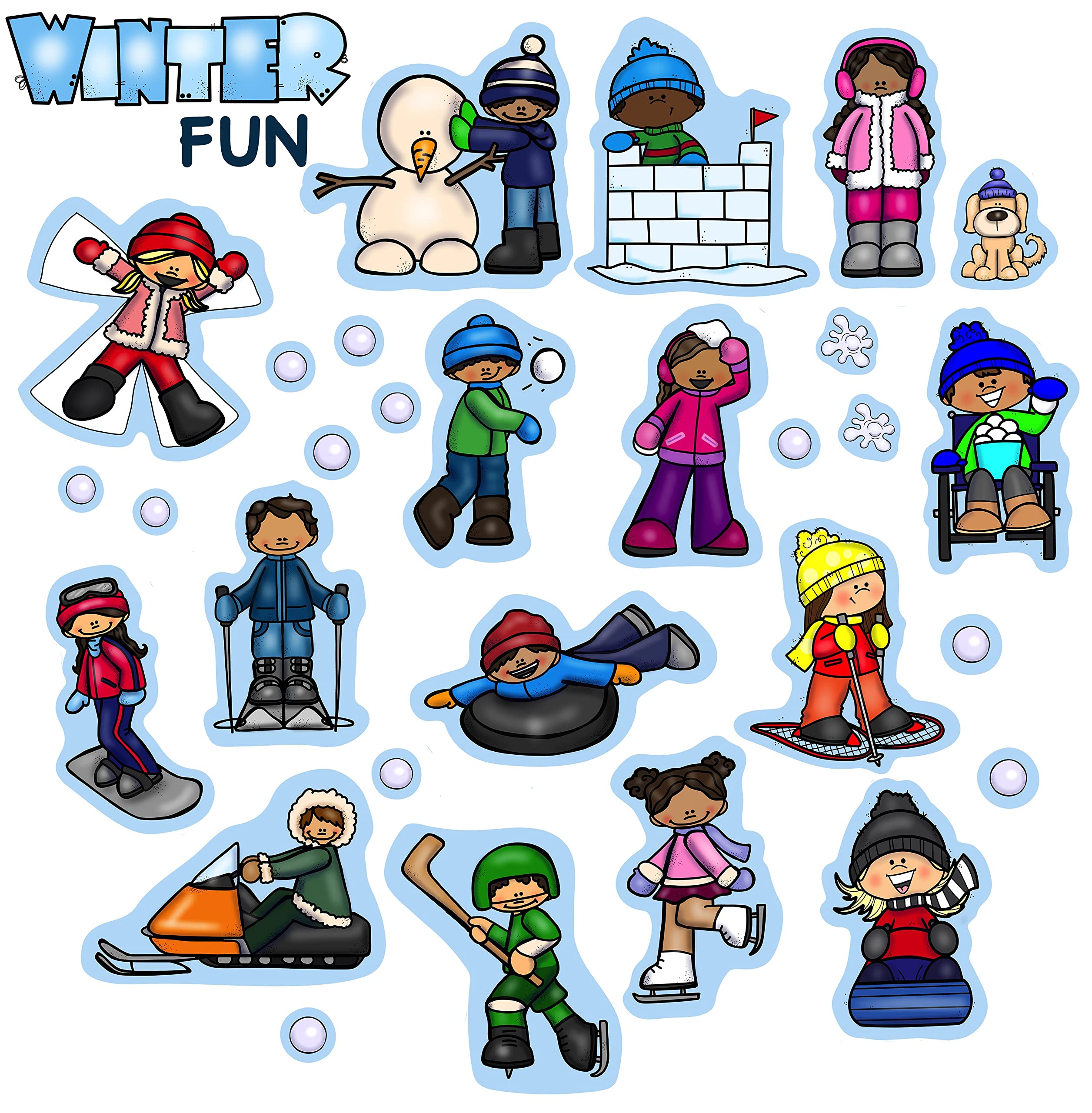 Snow Fun Winter Time Felt Figures Flannel Board Kids Plus Activity Pages 27 piecces (Precut- Ready to Play)