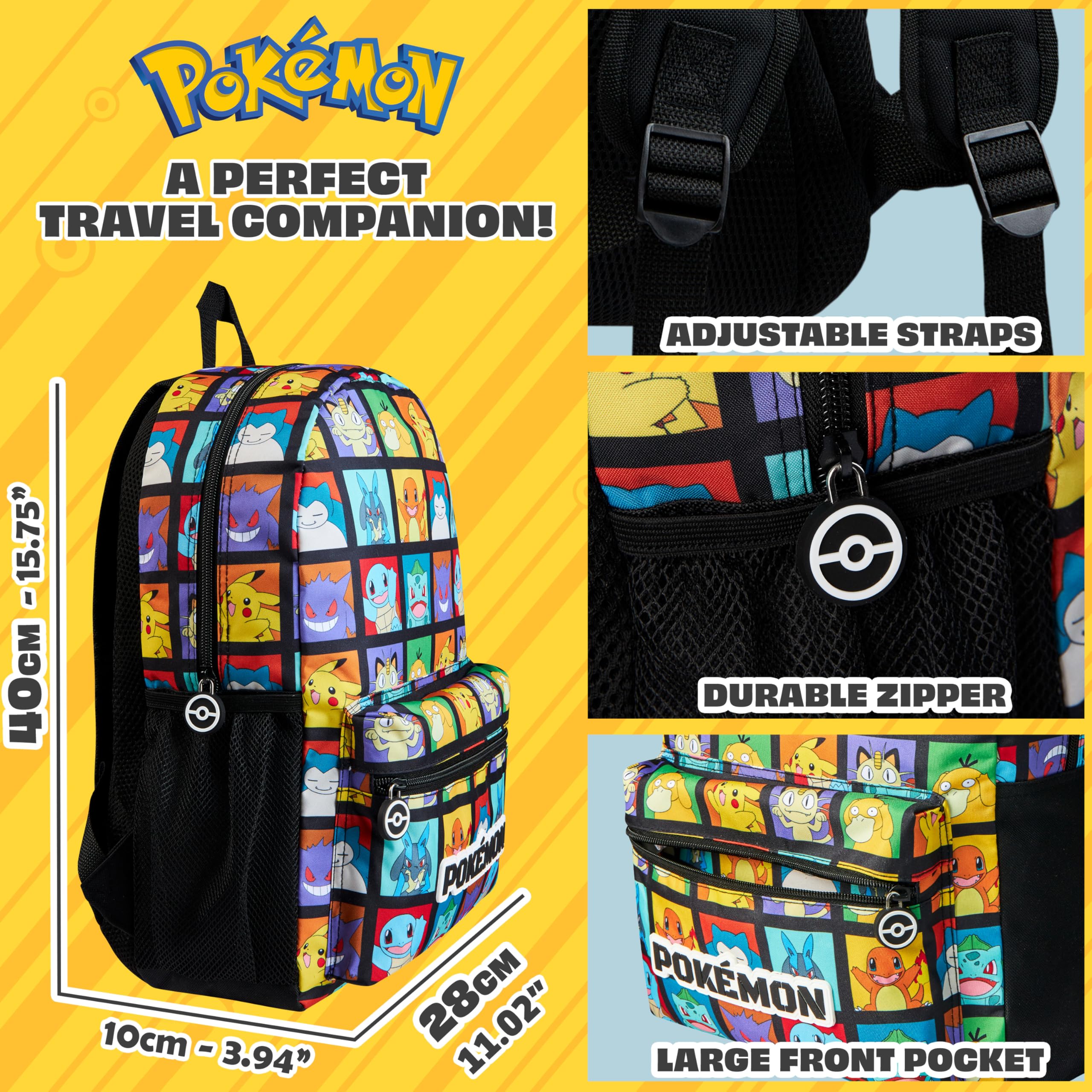 Pokémon Zainetto Bambino con Bottiglia D'acqua Tasca per la Scuola, i Viaggi (Multiplo)
