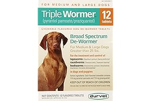 Durvet Triple Wormer for Solid Deworming Protection For Medium and Large Dogs