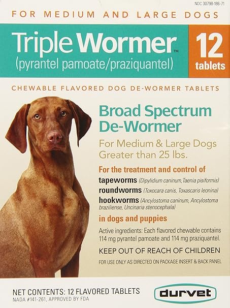 Amazon Com Durvet Triple Wormer For Medium And Large Dogs Pet Wormers Pet Supplies