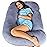 Pharmedoc Pregnancy Pillows, U-Shape Full Body Pillow -Removable Cover Jumbo Size - Grey - Pregnancy Pillows for Sleeping - Body Pillows for Adults, Maternity Pillow and Pregnancy Must Haves