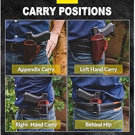 UAMAL Leather IWB/OWB Holster, Universal Airsoft Right/Left, Fits Glock, M&P Shield & Similar Handgun (Whiskey Brown Leather - Right)