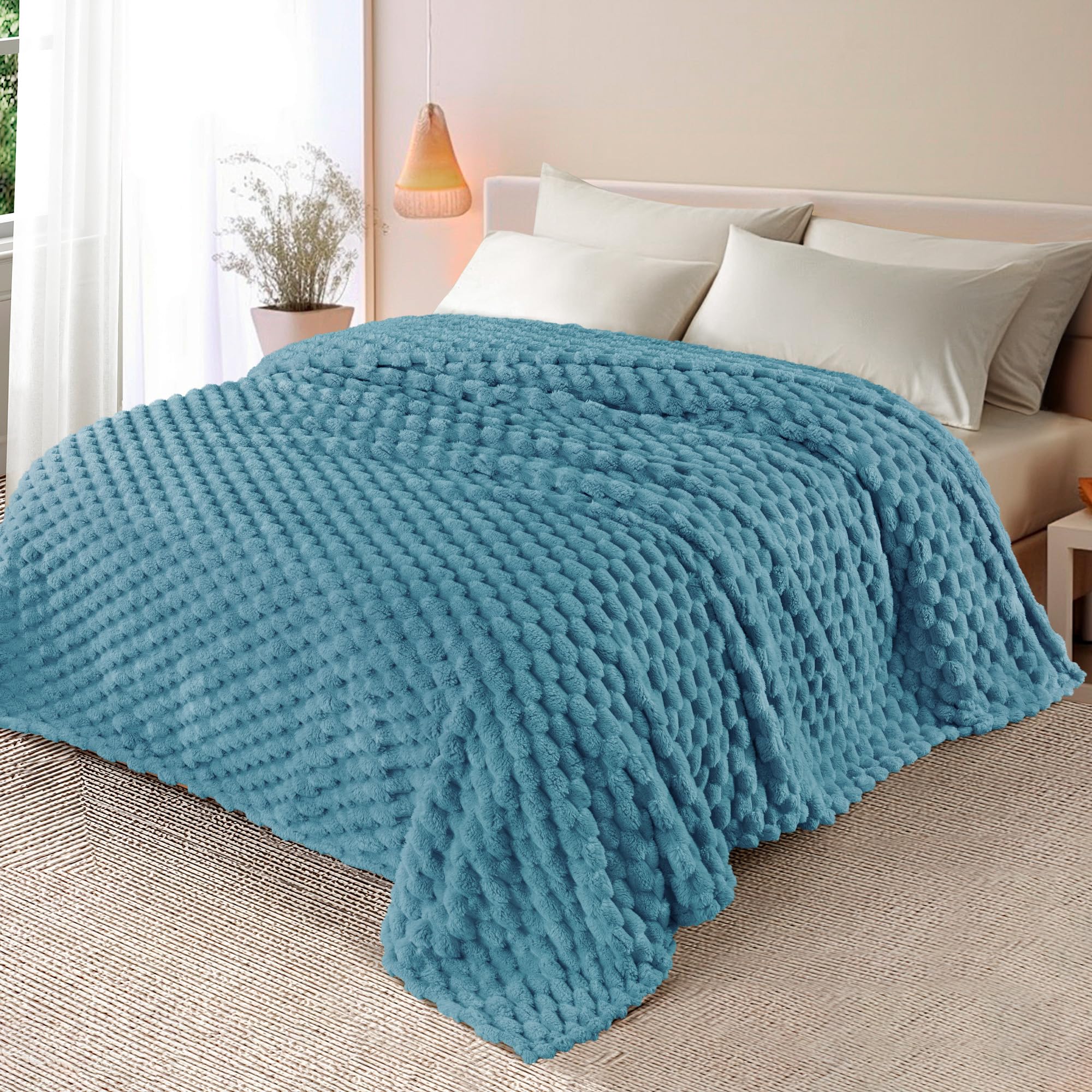 Whale Flotilla King Size Blanket for Bed with Expanded 3D-Jacquard Pattern