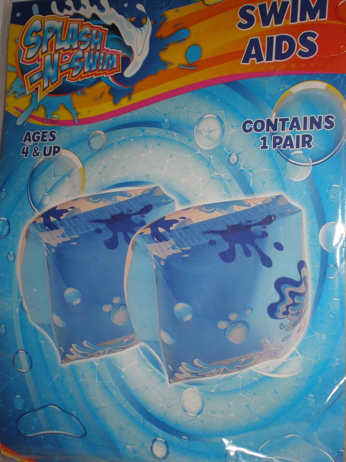 Splash N Swim 30" Swim Aid Arm Bands for Ages 4 & Up, Blue