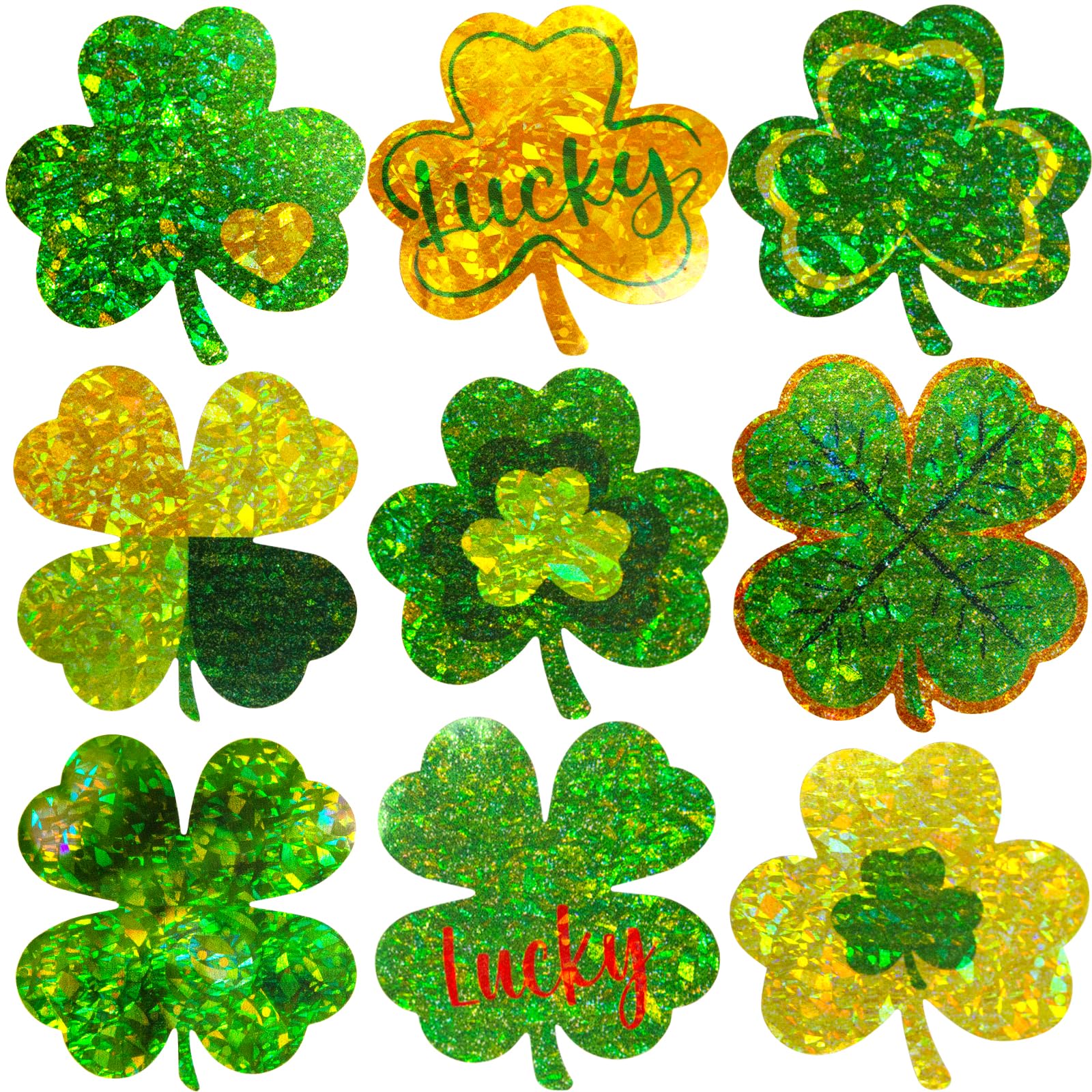 ceiba tree 500Pcs St. Patrick's Day Glitter Shamrock Stickers for Kids - Lucky Shamrock Roll Sticker Party Supply Decorations