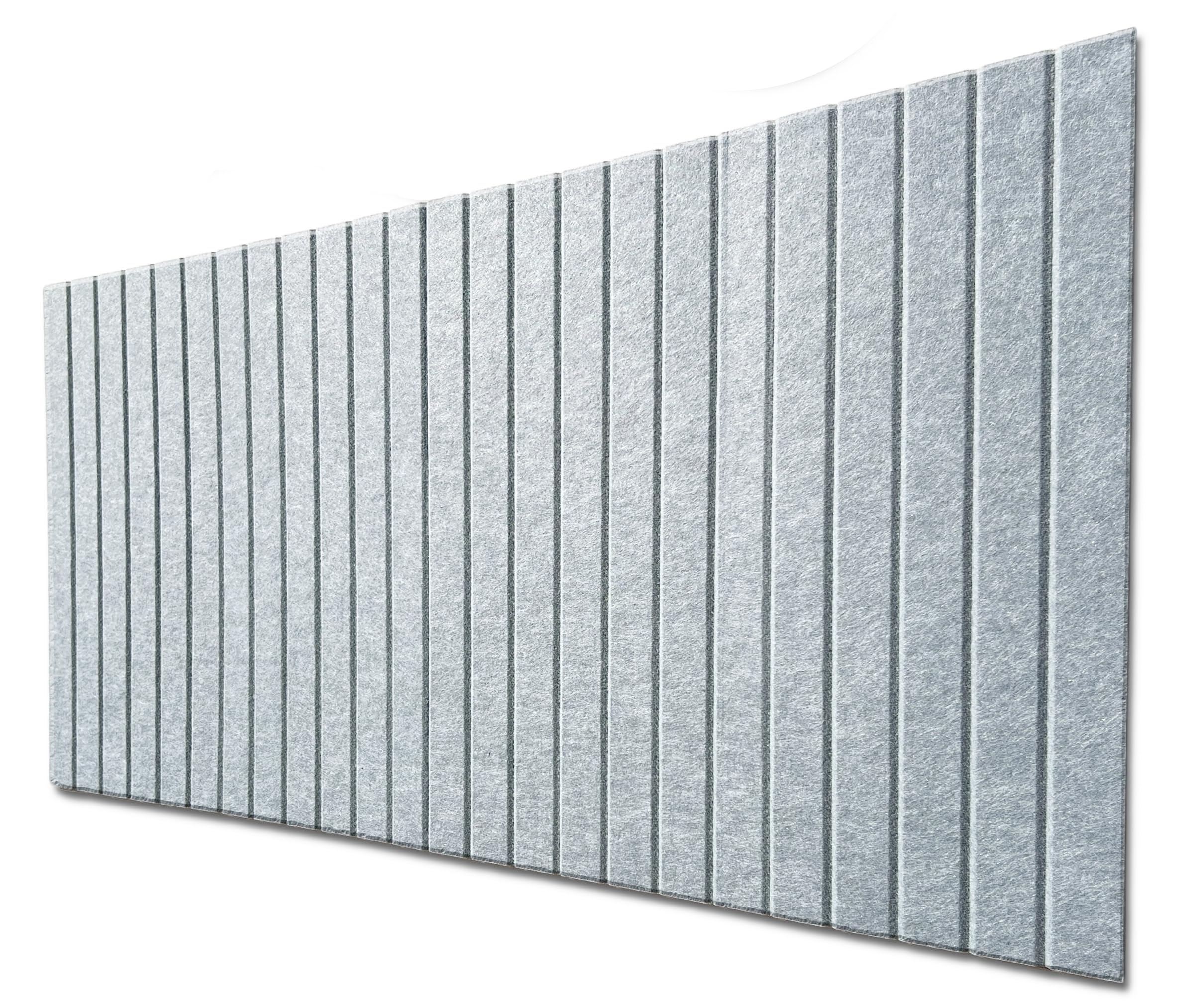 DECCART Samoprzylepne Panele Ścienne Filcowe 120x60 cm - Tablica Korkowa - Panel Ścienny 3D - Płyty Ścienne - Ścianka Lamelowa - Jasnoszary