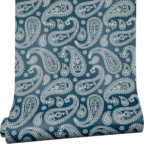 Yifely Revestimiento autoadhesivo para estantes, papel extraíble para cubrir cajones de estanterías de casas de alquiler, cachemira vintage, 17.7